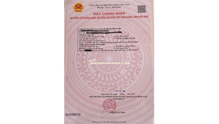Bán nhà sát căn mặt tiền đường Tỉnh Lộ 10, DT 63m2, xây mới 1 trệt, 1 lầu